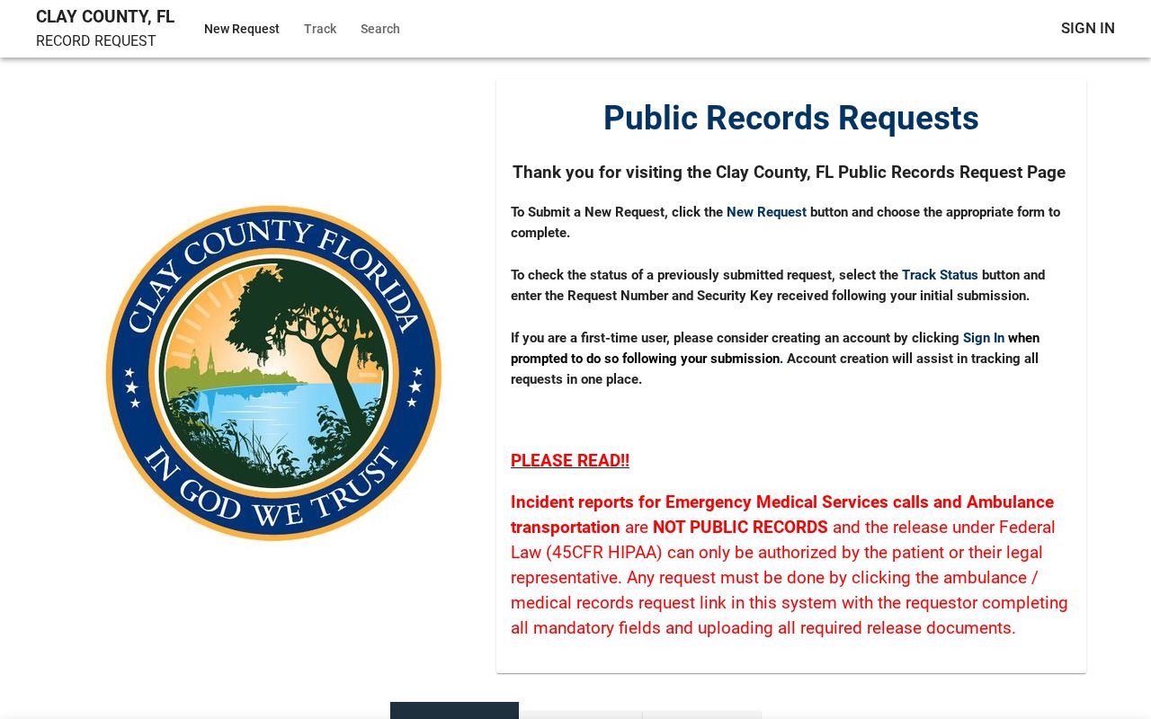 Clay County public records request portal