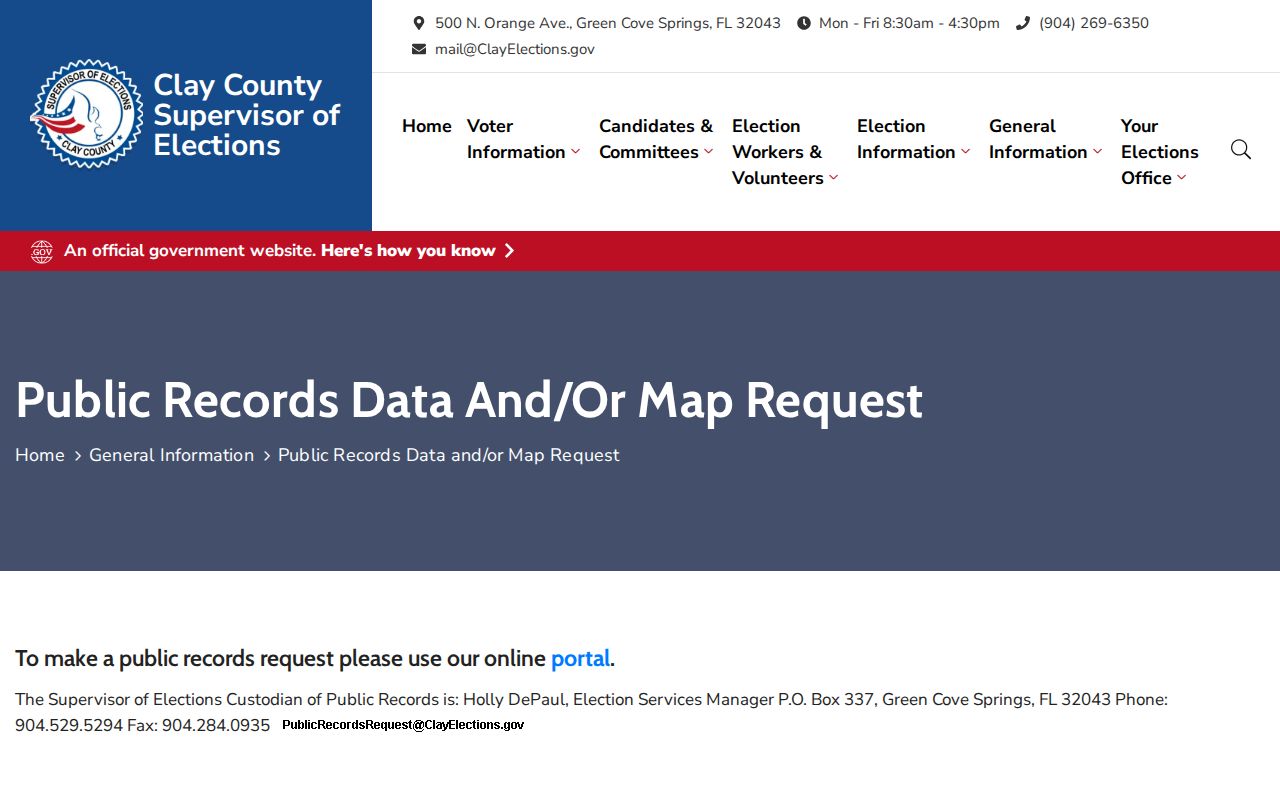 Clay County neighbors voter public data request