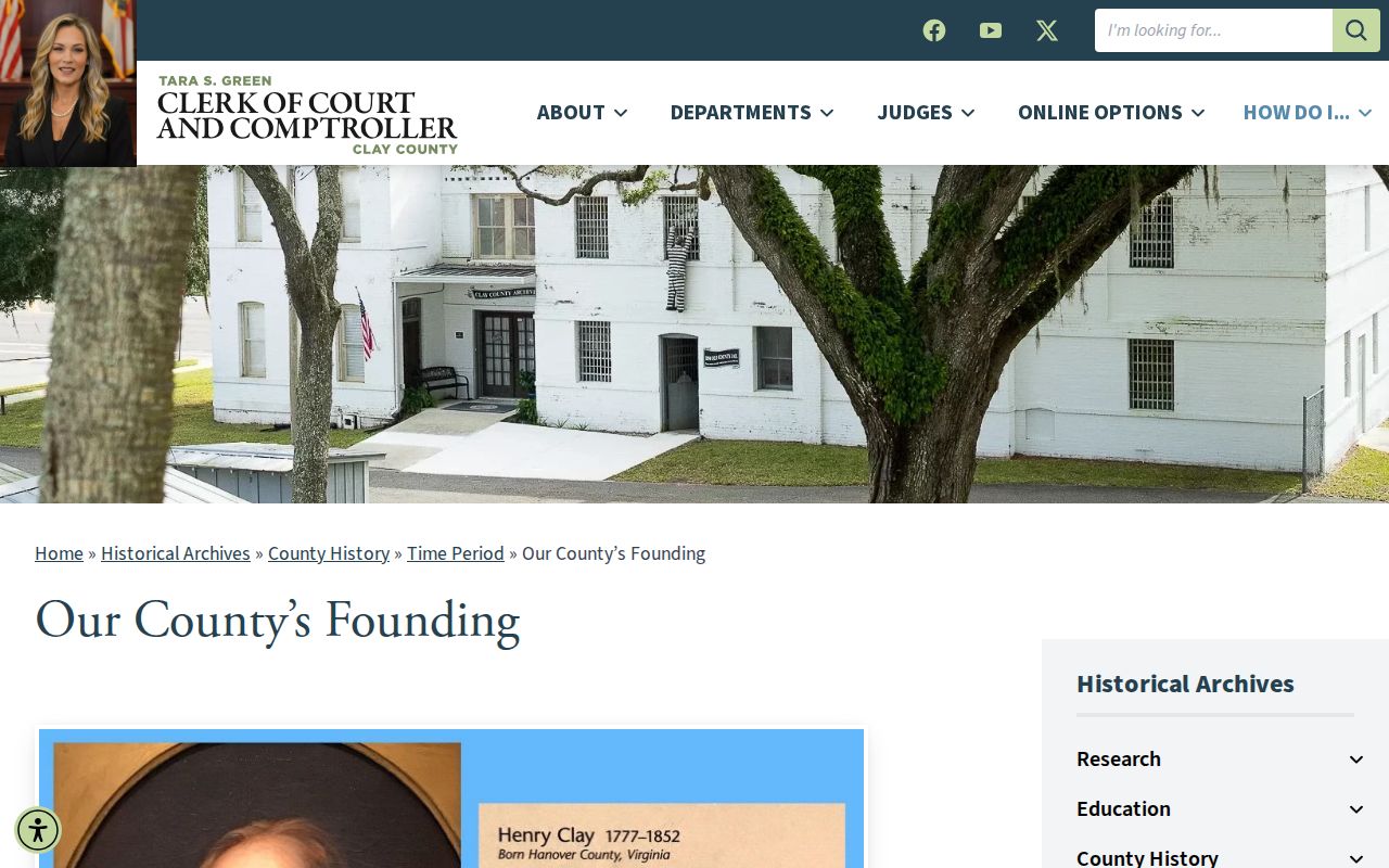 Clay County previous residents county founding history